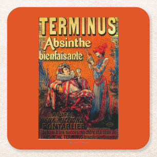 Terminus Absinthe Vintage PosterEurope Square Paper Coaster