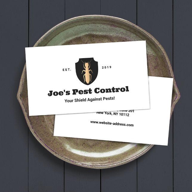 Termite Pest Control Shield Logo Business Card (Creator Uploaded)