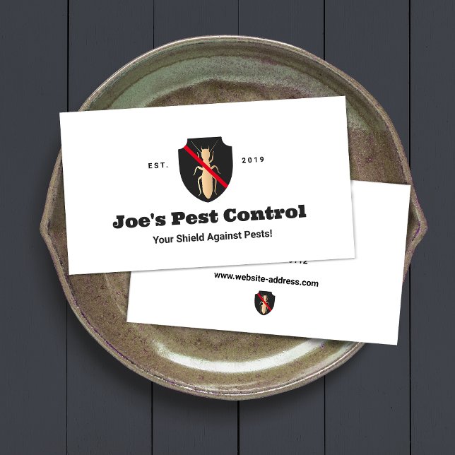 Termite Pest Control Shield Logo Business Card (Creator Uploaded)