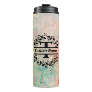 Termo T Floral Monogram Letter Thermal Tumbler