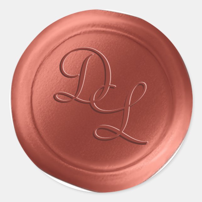 Terra Copper 2 Letter Monogram Wax Seal Stickers (Front)