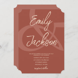Terra Cota Monochromatic Brown Wedding Invitation