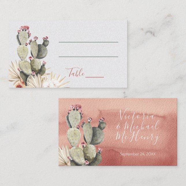 Terra cotta and Cactus Wedding place Cards (Front/Back)