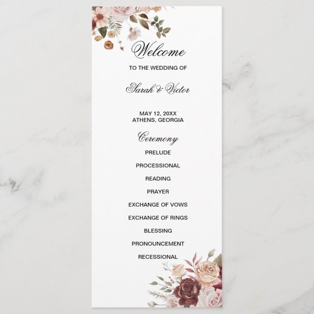 Terra Cotta and Green double side program card  (Front)