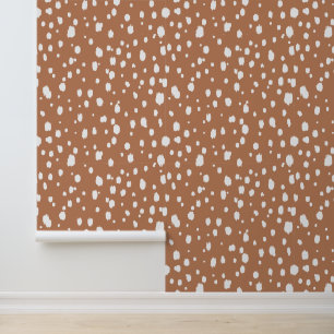 Terra Cotta and White Abstract Dots Wallpaper