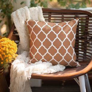 Terra Cotta and White Moroccan Pattern Cushion