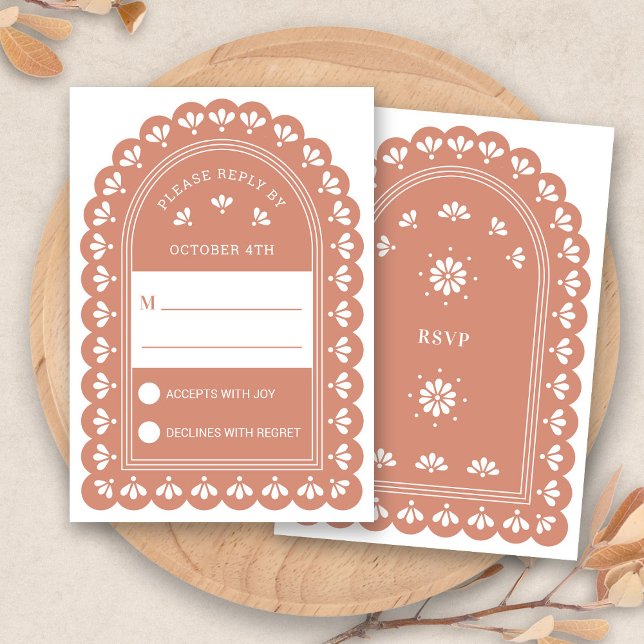 Terra Cotta Arch Autumn Wedding RSVP Card (Terra Cotta Arch Autumn Wedding RSVP Card by Fiesta Valley Print)