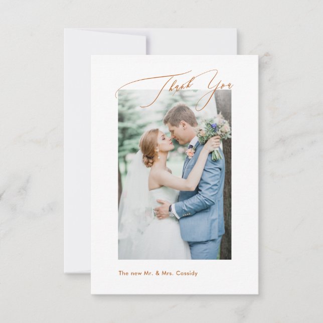Terra Cotta DIY colours Luxe Script Thank You Card (Front)