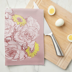 Terra Cotta Edged Bouquet American MoJo Kitchen To Tea Towel