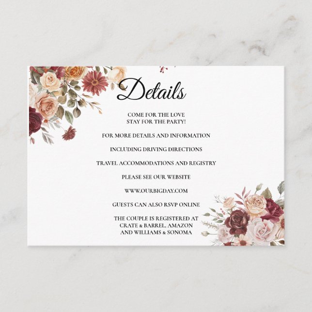 Terra Cotta Enclosure Card Details (Front)