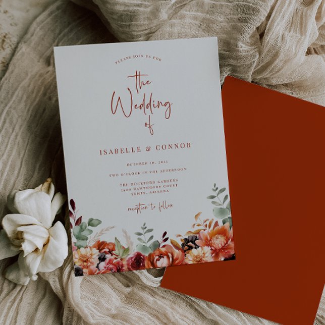 Terra Cotta Fall Floral Wedding Invitation (Creator Uploaded)