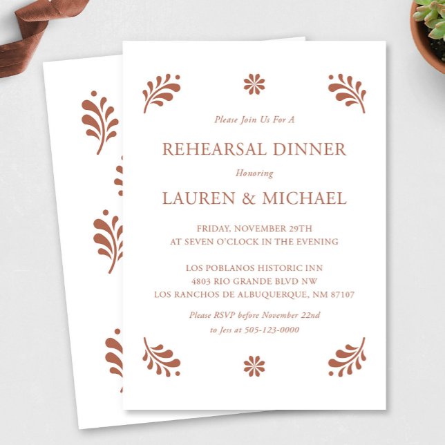 Terra Cotta Mexican Rehearsal Dinner Invitation (Terra Cotta Mexican Rehearsal Dinner Invitation by Fiesta Valley Print)