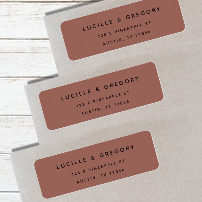Terra Cotta Minimalist First Names Return Address  Label (Creator Uploaded)