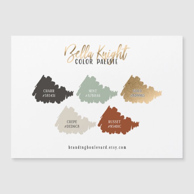 Terra Cotta Mint Green & Gold Colour Palette Card (Front)