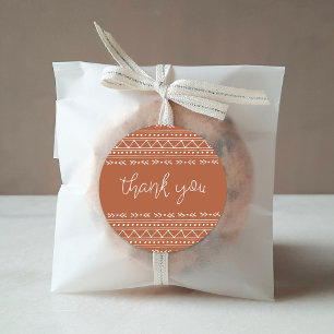Terra Cotta Modern Boho Thank You Classic Round Sticker