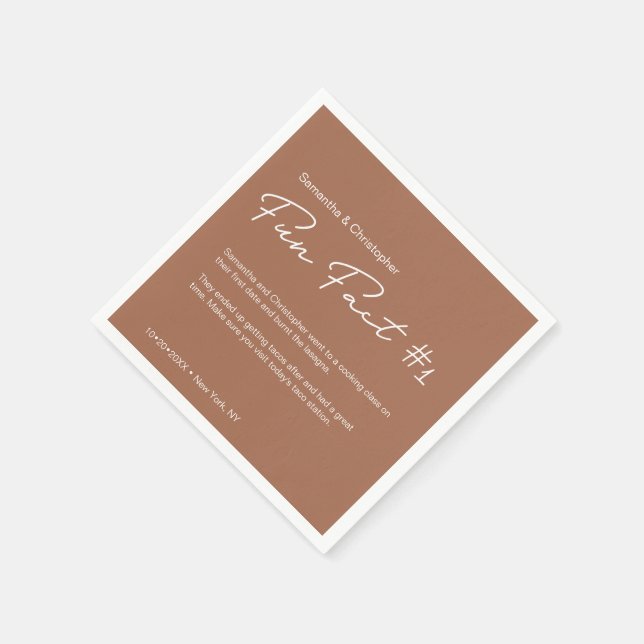 Terra cotta orange Simple Couple fun fact Wedding Napkin (Corner)