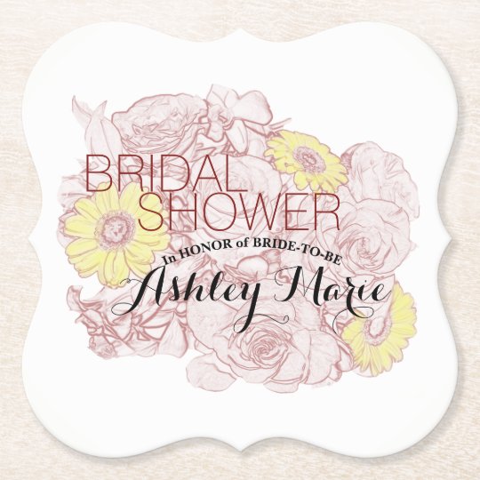 Terra Cotta Outlined Bouquet Paper Coaster