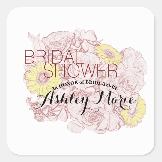 Terra Cotta Outlined Bouquet Square Sticker