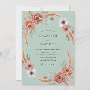 Terra Cotta Pampas Eucalyptus Wedding Invitation
