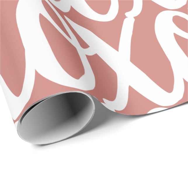 Terra Cotta Pink White Pattern Wrapping Paper (Roll Corner)
