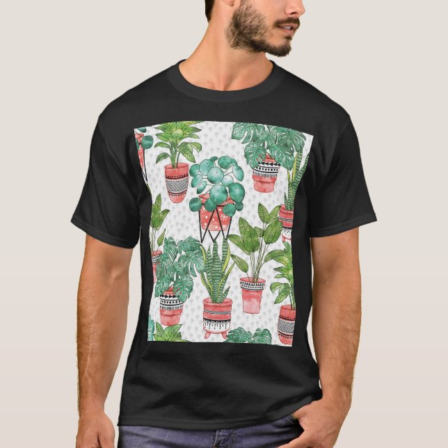 Terra Cotta Plant Pots Pattern. T-Shirt (Front)