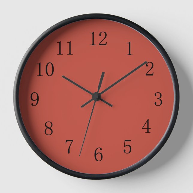 Terra Cotta Red Earth Tone Kitchen Wall Clock (Front)