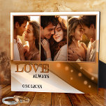 Terra Cotta Retro Boho Photo Wedding Plaque<br><div class="desc">Photo plaque featuring a retro boho design in terra cotta with 3 of your custom photos. The LOVE text is a stylised addition the design. A beautiful keepsake for an engagement,  wedding or anniversary.</div>