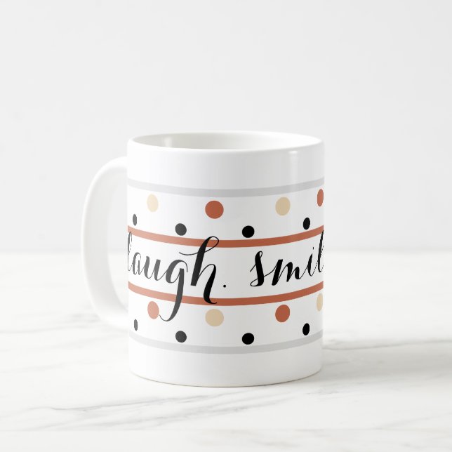 Terra Cotta Sand Polka Dots Quote Coffee Mug (Front Left)