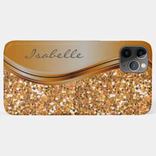 Terra Cotta Sparkle Glam Bling Personalized Metal  iPhone 11 Pro Max Case