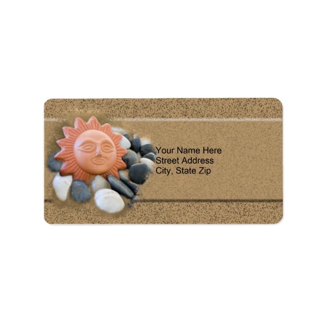 Terra Cotta Sun On Sand And Rocks Label (Front)