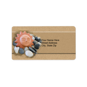Terra Cotta Sun On Sand And Rocks Label