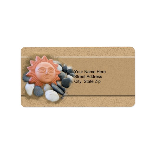 Terra Cotta Sun On Sand And Rocks Label (Front)