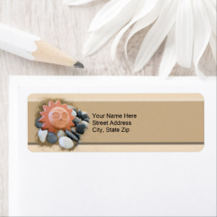Terra Cotta Sun On Sand And Rocks Personalised Return Address Label