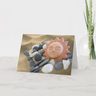 Terra Cotta Sun With Rocks And Sand Thank You Card