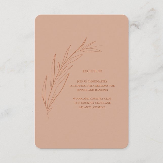 Terra Cotta Wedding Reception Enclosure Cards (Front)