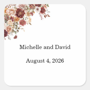 Terra Cotta Wedding, Reception,  Square Sticker