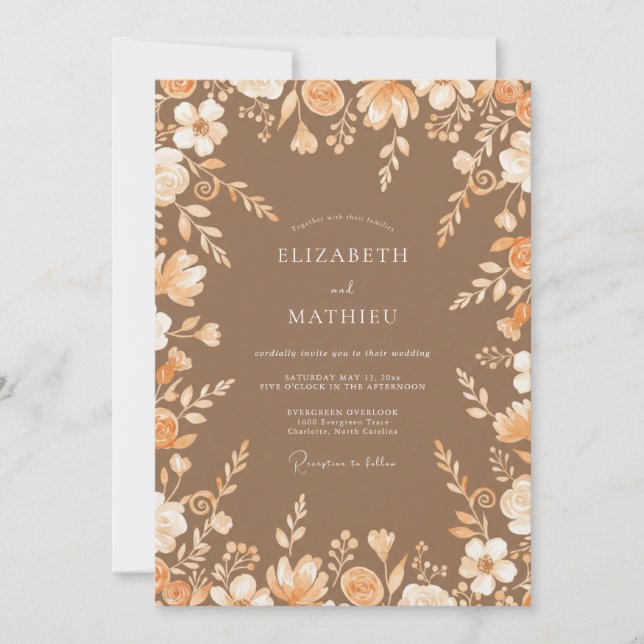 Terra Cotta Wildflower Wedding Invitation (Front)