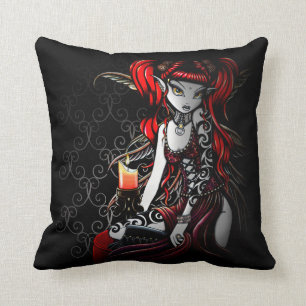 Terra Gothic Red Tribal Tattoo Fairy Throw Pillow