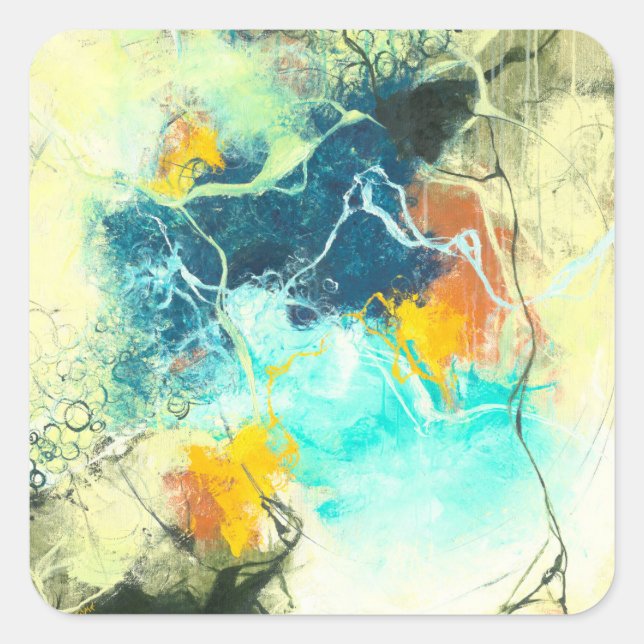 Terra - Green Abstract Design Square Sticker (Front)