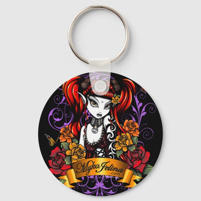 Terra Rose Tattooed Gothic Fae Fantasy Keychain (Front)