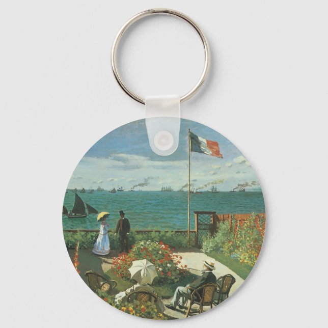 Terrace at the Seaside by Claude Monet Key Ring (Front)