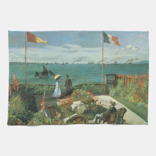 Terrace at the Seaside by Claude Monet Tea Towel