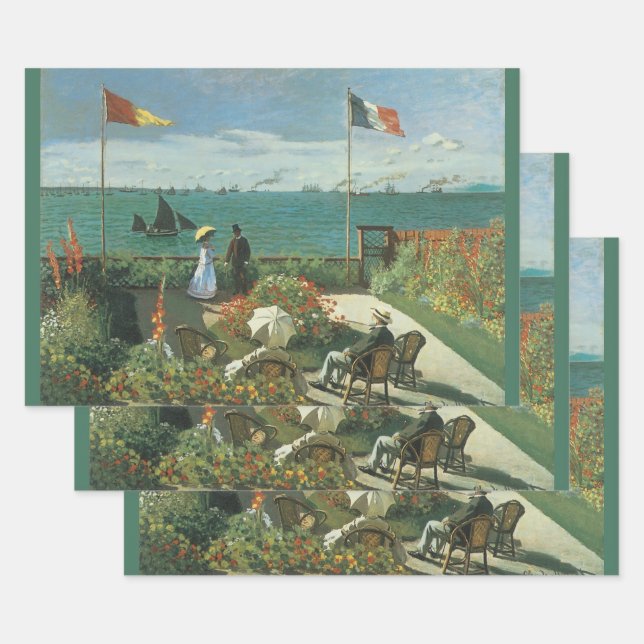 Terrace at the Seaside by Claude Monet Wrapping Paper Sheet (Set)