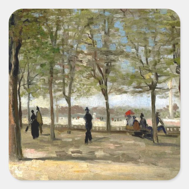 Terrace in Luxembourg Gardens (1886) Van Gogh art Square Sticker (Front)