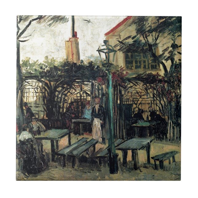 Terrace of a Cafe on Montmartre La Guinguette Tile (Front)