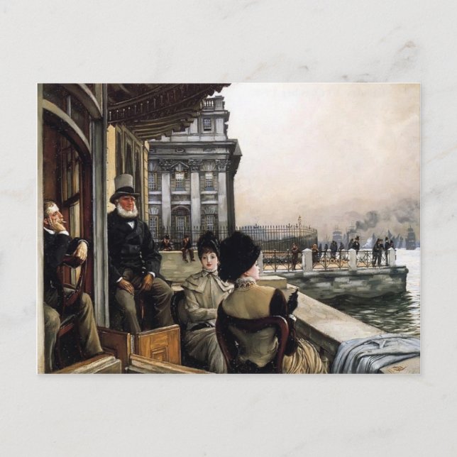 Terrace of the Trafalgar Tavern by James Tissot Postcard (Front)