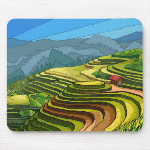 Terraced Fields Panorama Mouse Pad
