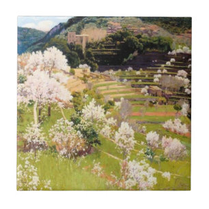 Terraced Garden in Mallorca (by Santiago Rusiñol) Ceramic Tile