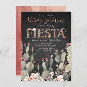 Terracota and Cactus Birthday Fiesta Party Invitation