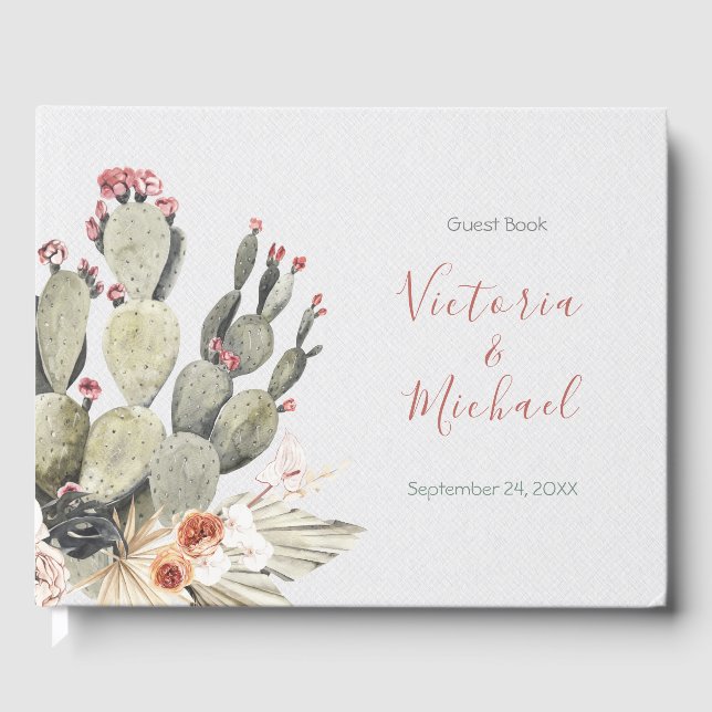 Terracota and Cactus Wedding Guest Book (Front)